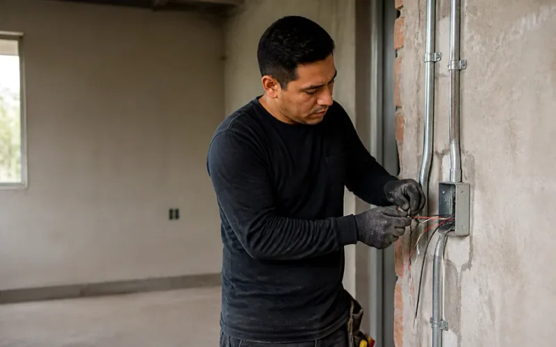 Escena de instalaciones eléctricas para inmueble residencial o comercial