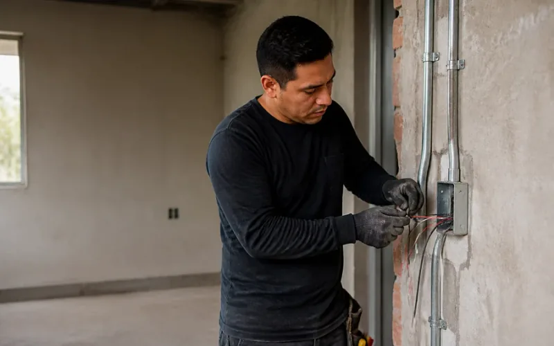 Escena de instalaciones eléctricas para inmueble residencial o comercial