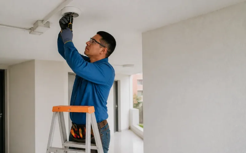 Escena de mantenimiento eléctrico para inmueble residencial o comercial