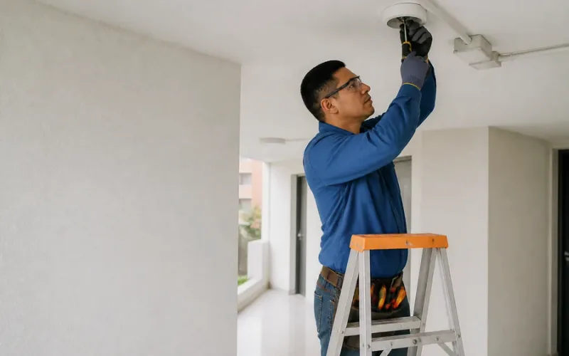 Escena de mantenimiento eléctrico para inmueble residencial o comercial