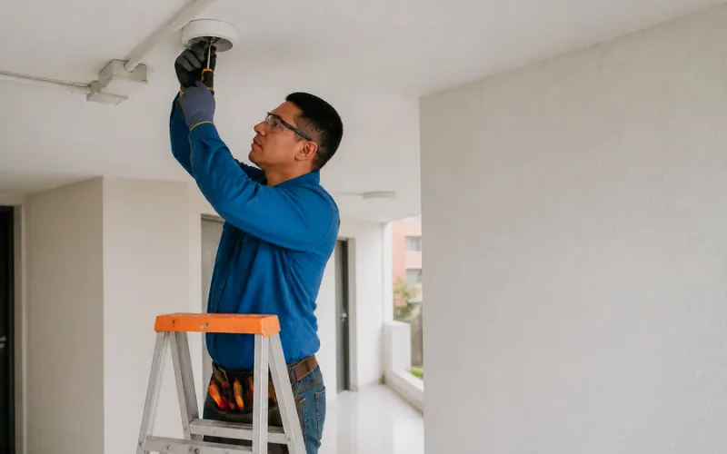 Escena de mantenimiento eléctrico para inmueble residencial o comercial