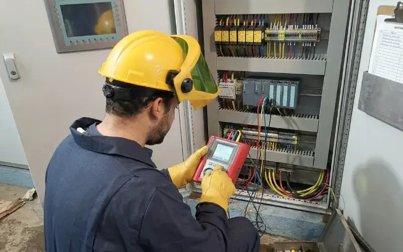 Escena de mantenimiento eléctrico para inmueble residencial o comercial