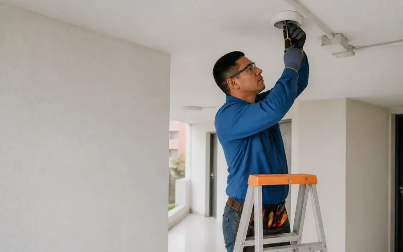 Escena de mantenimiento eléctrico para inmueble residencial o comercial