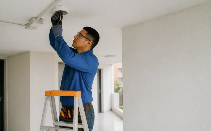 Escena de mantenimiento eléctrico para inmueble residencial o comercial