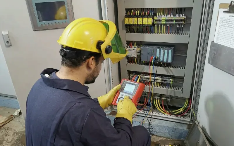 Escena de mantenimiento eléctrico para inmueble residencial o comercial
