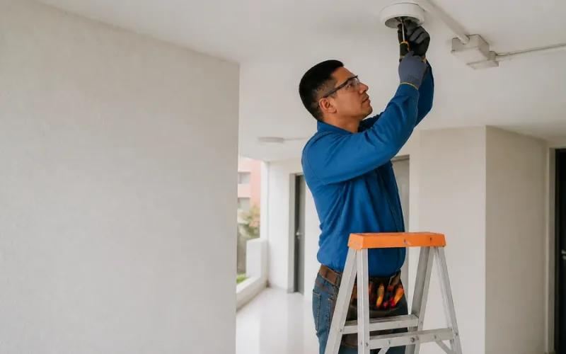 Escena de mantenimiento eléctrico para inmueble residencial o comercial
