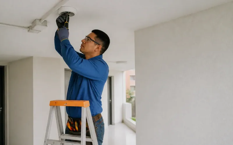 Escena de mantenimiento eléctrico para inmueble residencial o comercial