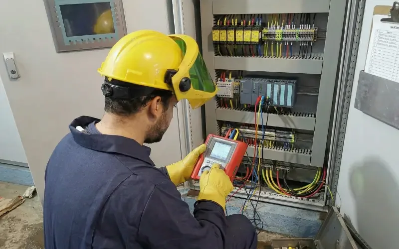 Escena de mantenimiento eléctrico para inmueble residencial o comercial