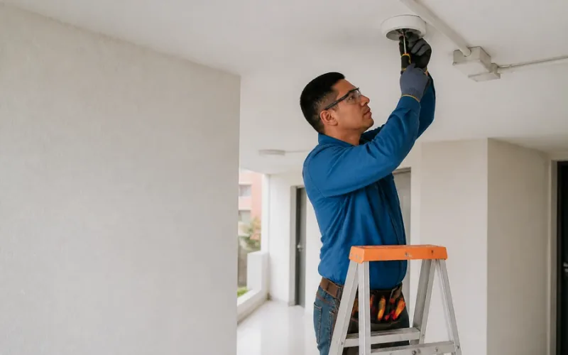 Escena de mantenimiento eléctrico para inmueble residencial o comercial