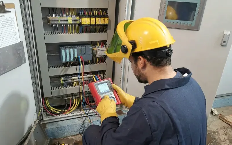 Escena de mantenimiento eléctrico para inmueble residencial o comercial