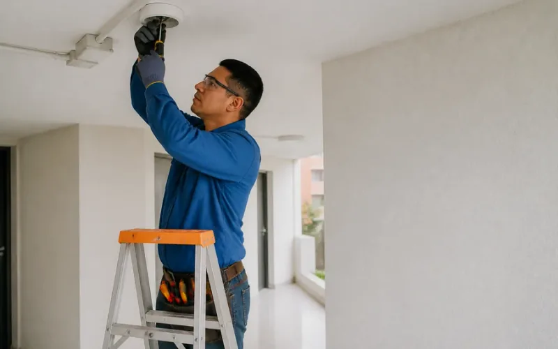 Escena de mantenimiento eléctrico para inmueble residencial o comercial