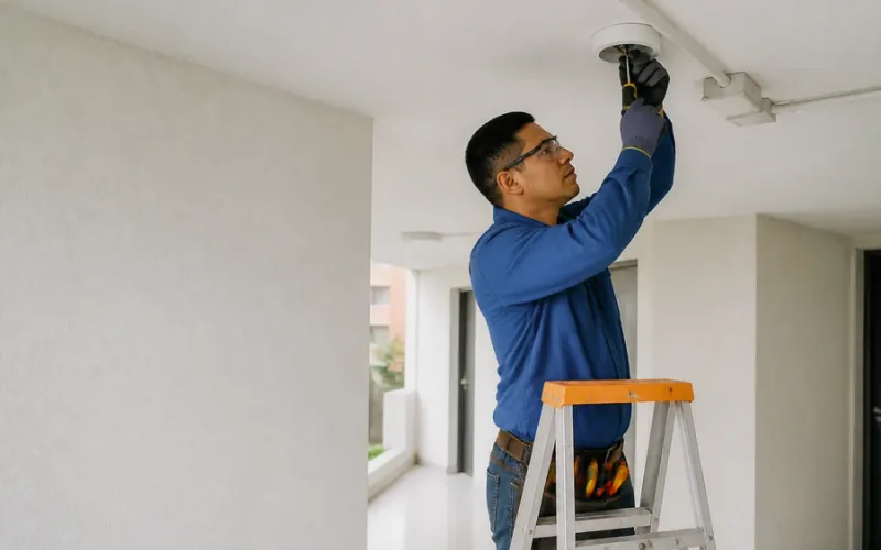 Escena de mantenimiento eléctrico para inmueble residencial o comercial