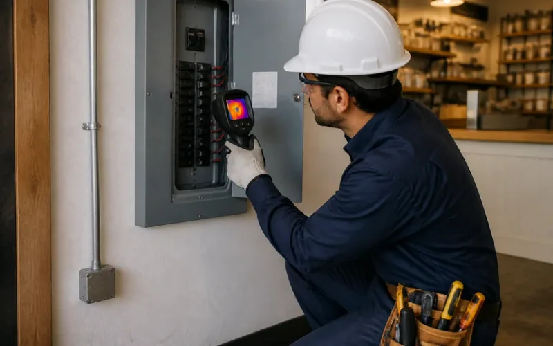 Escena de mantenimiento eléctrico para inmueble residencial o comercial