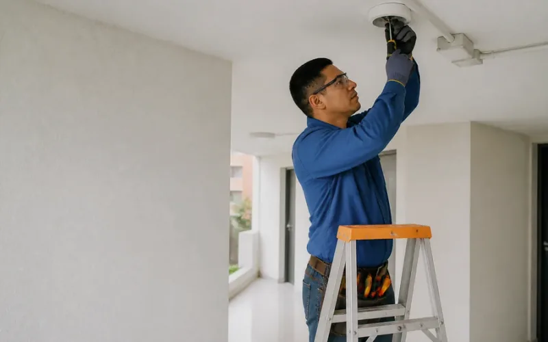 Escena de mantenimiento eléctrico para inmueble residencial o comercial