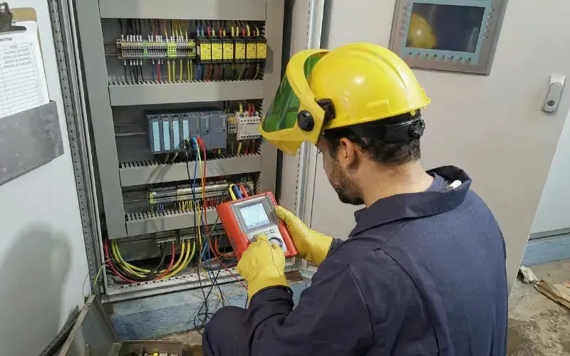 Escena de mantenimiento eléctrico para inmueble residencial o comercial